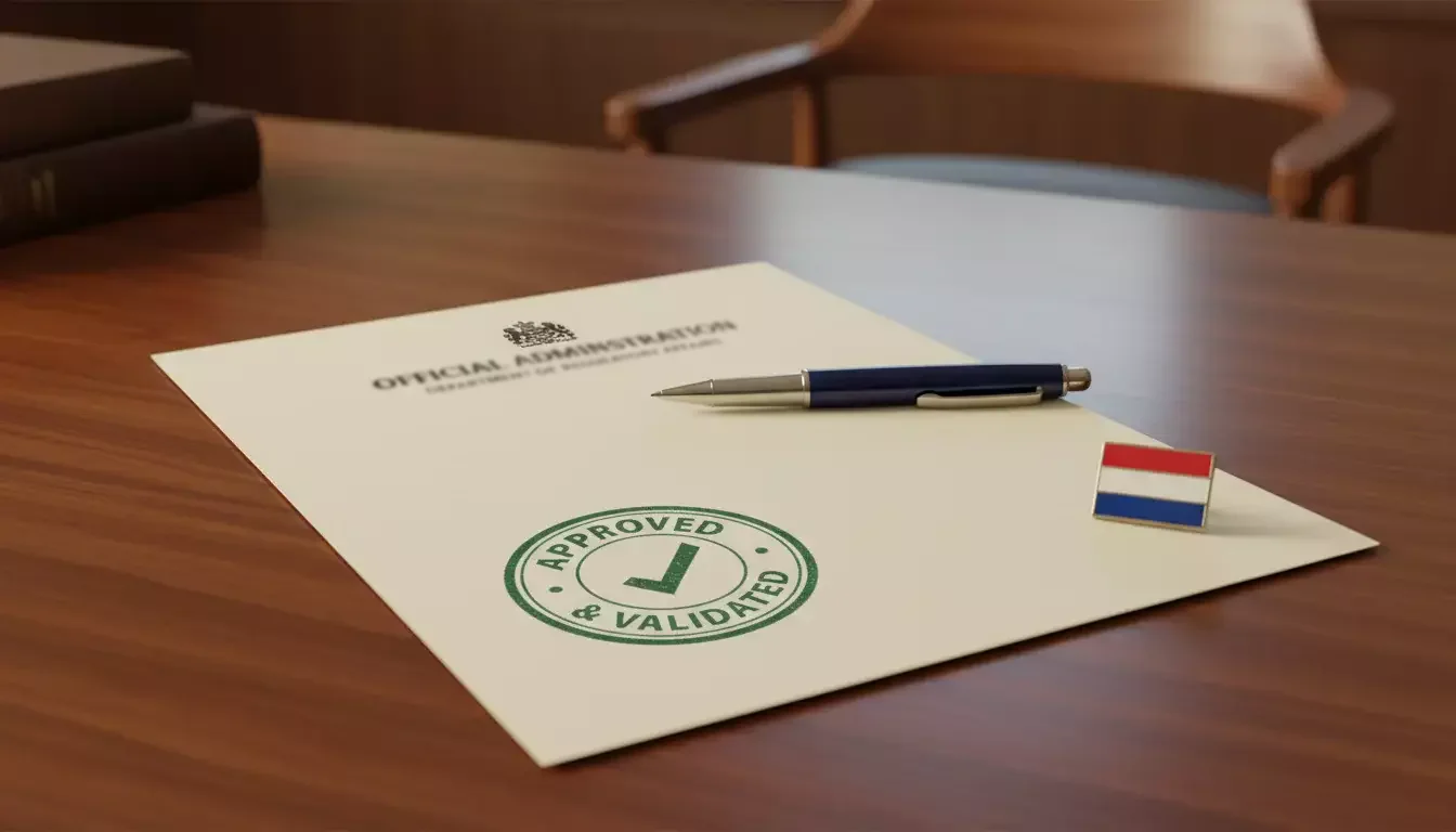 Officieel document met een goedkeuringsstempel als symbool voor een KSA vergunning voor cricket wedden